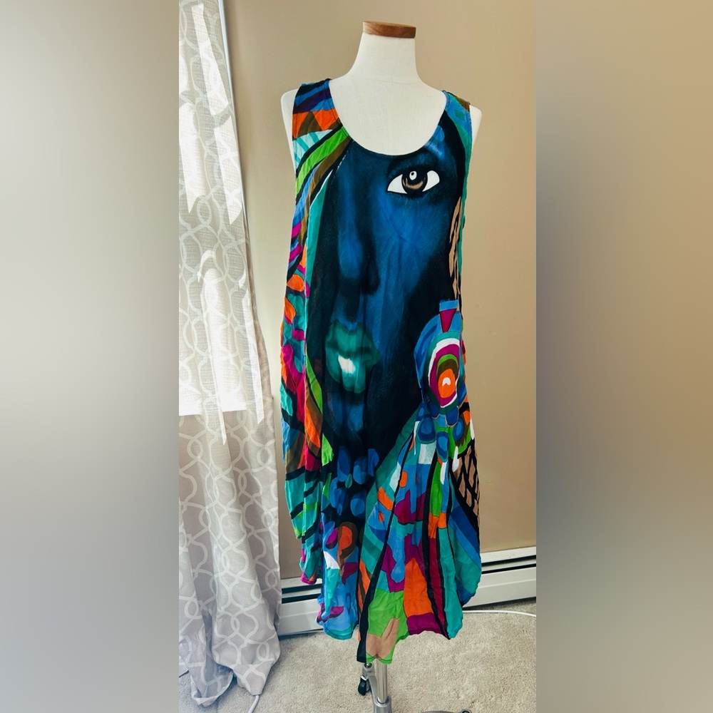 Jack Pot New York VTG Colorful Abstract print  Dress One Size
